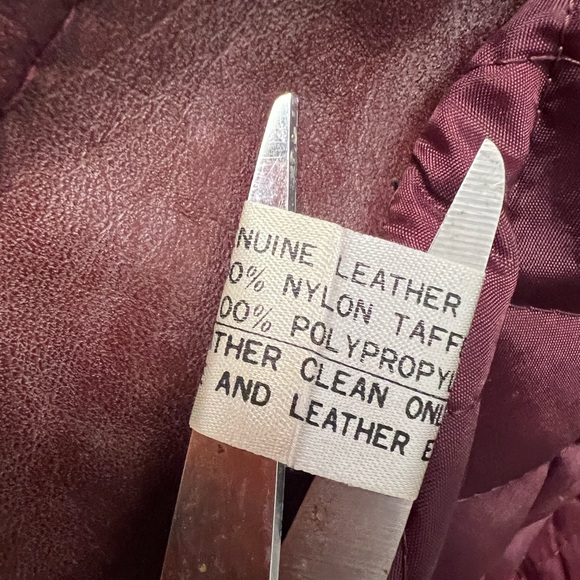 Women's Burgundy Leather Jacket with Genuine Rabbit Fur Collar *updated listing - Picture 4 of 6